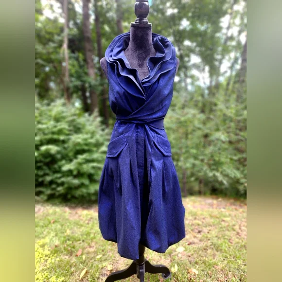 Samuel Dong Midnight Blue Bubble Swing Dress - Picture 5 of 7